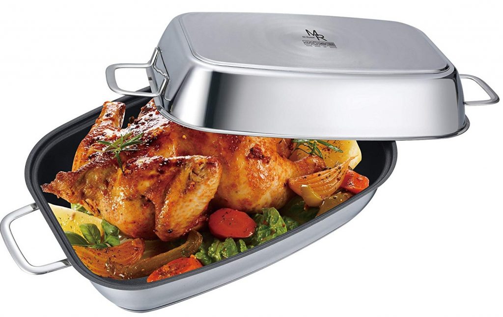 Masterclass Stainless Steel Heavy Duty Deep Roasting Pan 37x27x6.5cm