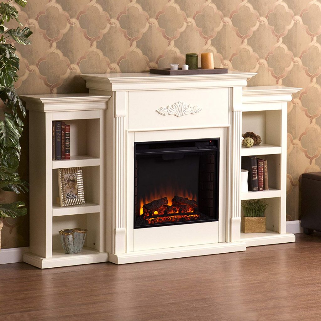 Southern Enterprises Tennyson Electric Fireplace with Bookcase