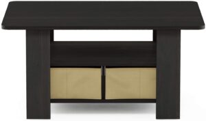 Furinno Coffee Table with Bins - Best Affordable Coffee Table